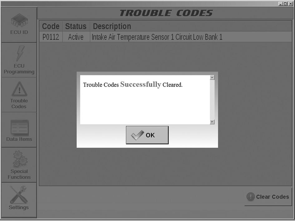 Alle Fehlercodes werden angezeigt. Klicken Sie auf Clear Codes 3.