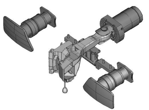 Kupplung SA-3 + Seitencrashpuffer + Zug und Stoßeinrichtung.