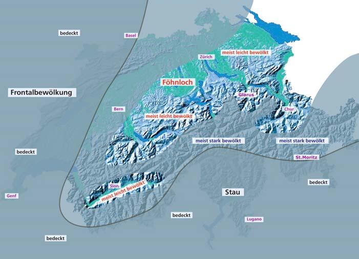Der Luftdruck in Zürich ist durchschnittlich 10 bis 15 hpa (Hektopascal) tiefer als in Locarno (auf Meereshöhe reduzierte Werte). Bei einer extrem starken Südföhnlage am 8.