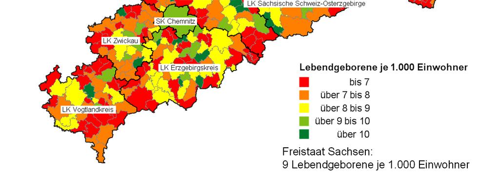 Sachsen: 9 000 Einwohner Daten - Statistisches