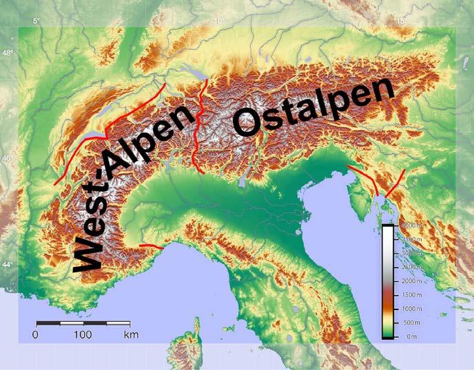 V. Die Alpenländer Die Alpen sind das höchste Gebirge in Europa und erstrecken sich über 1200 km von der Cote d`azur im Westen bis zum Wiener Becken