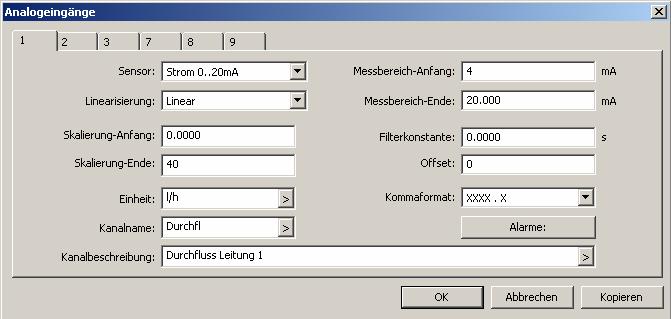 Integratoren Beispiel: An Eingang 1 befindet sich ein Durchflusssensor, das