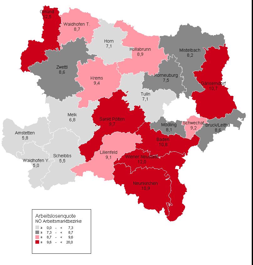 Arbeitsmarkt in Niederösterreich Beschäftigung, Arbeitslose und