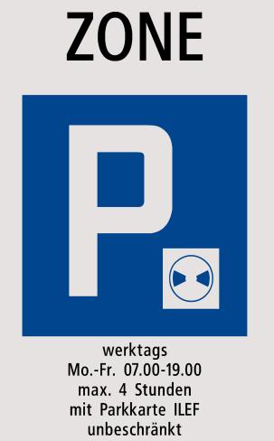ANWOHNER BEVORZUGT! Mit der Parkkarte ILEF unbeschränkt, kann von Montag bis Freitag 07.00 bis 19.00 Uhr unbeschränkt lange in der Weisse Zone parkiert werden.