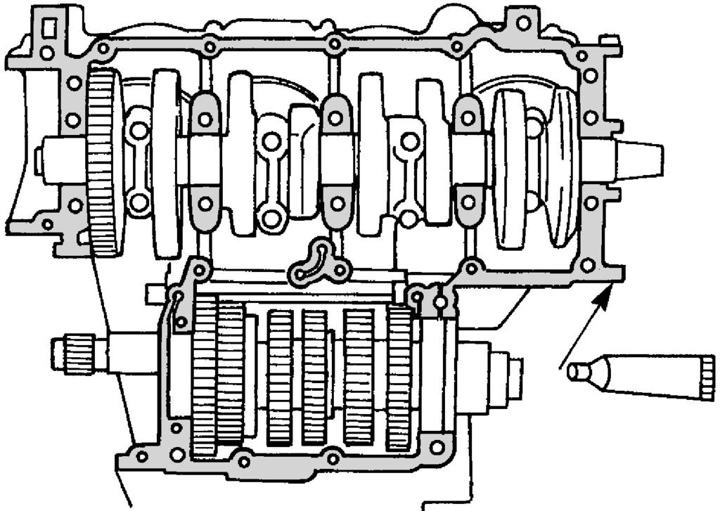 Kurbelgehäuse ENG Kurbelgehäuse zusammenbauen 1. Schmieren: Hauptlagerschalen (mit dem empfohlenen Schmiermittel) Empfohlenes Schmiermittel Motoröl 2.