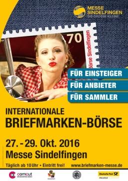 Internatinale Briefmarken-Börse 2016 / Sindelfingen Außenwerbemaßnahmen Straßenplakate, angebracht in einer flächendeckenden Plakatierung im Umkreis vn 60 km, srgten für die Aufmerksamkeit vn