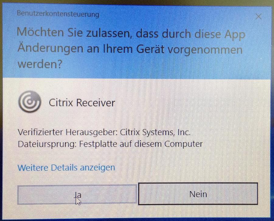 Klick auf «Download Receiver for Windows»: ACHTUNG: Je nach System und Browser kann die Installation etwas anders verlaufen!