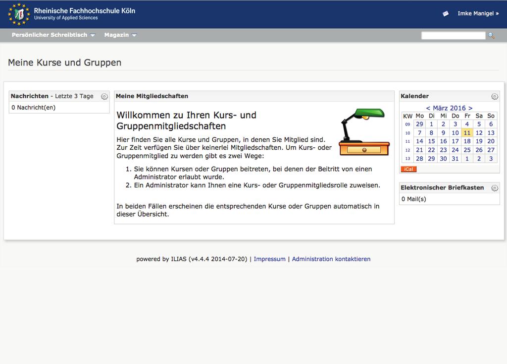 5.4 Skripteserver (KNuT) Nachdem ihr euch unter www.knut.rfh-koeln.de angemeldet habt, könnt ihr euch die hinterlegten Dokumente der Dozenten herunterladen.