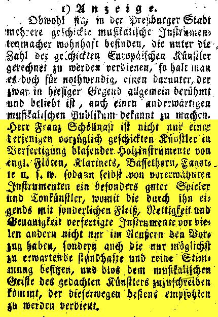 Podobne nás informujú prílohy Preßburger Zeitung Intelligenzblatt für Ungarn..., ktoré vyšli v dňoch 3.