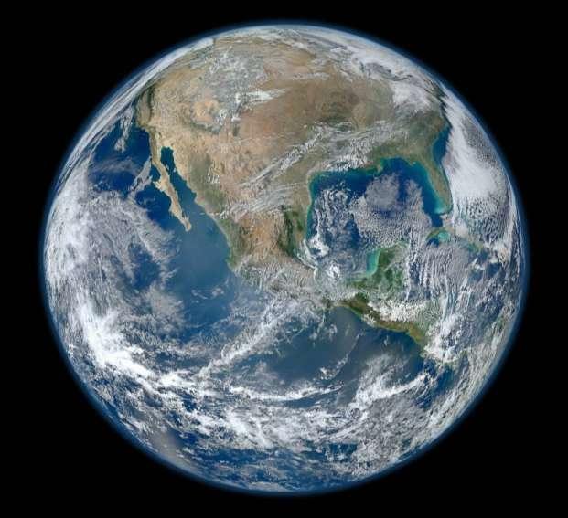 Abbildung 1: Satellitenaufnahme der Erde; Bild: NASA Goddard Space Flight Center Bevor bei dieser Arbeit Worte im Mittelpunkt stehen, soll ein Bild unseres Planeten sprechen - nicht reißerisch, nicht
