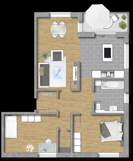 r.4 3-Zimmer-Wohnung Ein eigener Balkon lädt zur