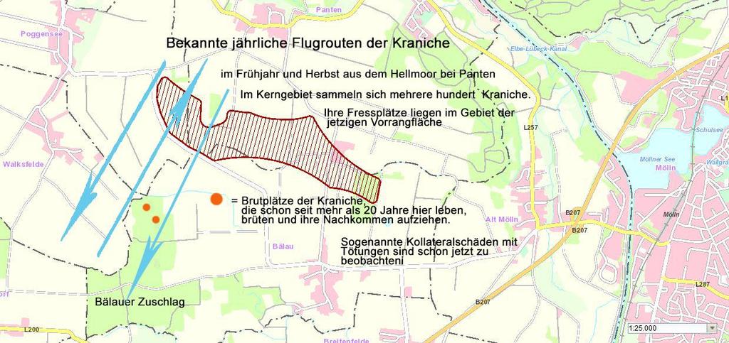 - 3 - Es liegen seit Jahren hinreichend konkrete Hinweise auf das Vorkommen von Rotmilanen mit wechselnden Standorten vor. Die Horststandorte für die Jahre 213 bis 215 waren bekannt.