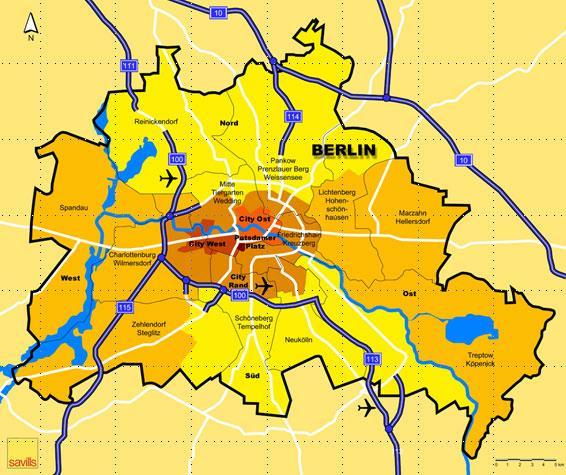 16. Übersichtskarte der Teilmärkte Vergleich der Durchschnittsmieten Teilmarkt City Ost 2015 2014 17,90 16,80 City West 17,30 15,90