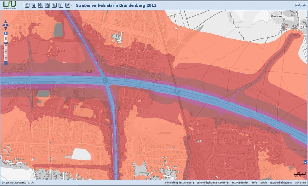 Birkenwerder Lärmkartierung Tag - 2012 Am Tag sind die Verkehrslärmbelastungen für viele