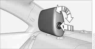 Coupé: Kopfstütze ein- und ausklappen* Je nach Ausstattung besitzt Ihr Fahrzeug klappbare Kopfstützen. Einklappen: Taste drücken, Pfeil 1.