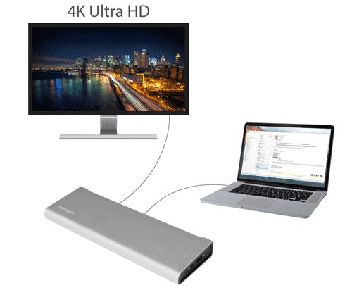 Zudem können Sie ein Thunderbolt-Display und einen DisplayPort-Monitor anschließen und dabei die 4K- Auflösung auf dem DP-Display beibehalten.