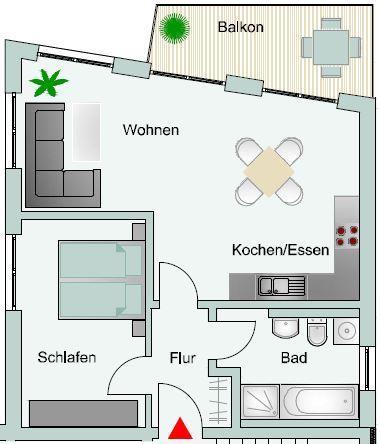 WOHNUNG 2.2 2,5-ZIMMER 2. OBERGESCHOSS 2,5-ZIMMER-WOHNUNG Wohnen/Kochen/Essen ca. 33 m² Schlafen ca. 14 m² Bad ca. 7 m² Flur ca.