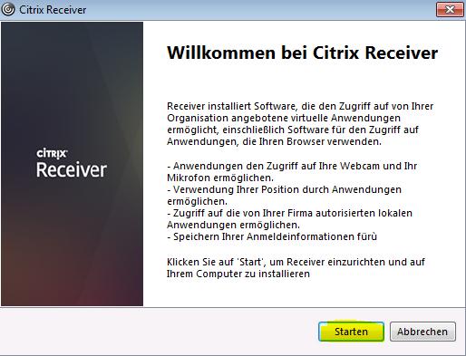c. Citrix Client installieren d.