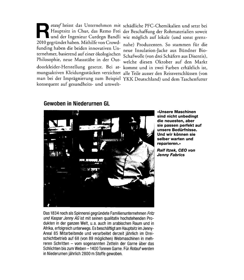 Ausschnitt Seite: 2/5 Rotauf heisst das Unternehmen mit Hauptsitz in Chur, das Remo Frei und der Ingenieur Curdegn Bandli 2010 gegründet haben.