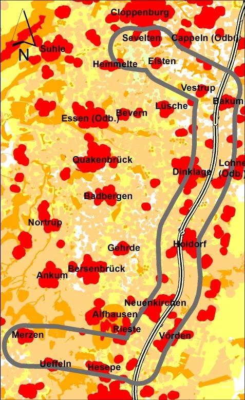 6. Herleitung der Planungskorridore Bewertung Grobkorridor D Mehrlänge gegenüber anderen Grobkorridoren von etwa 20 % es ergeben sich sehr hohe Raumwiderstände aus den umliegenden