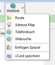 Weblink Route zur Adressen Adresse in Map anzeigen Adresse in online Telefonbuch suchen allgemeine Websuche Einfügen Spezial Adresse die zum Beispiel auf einer