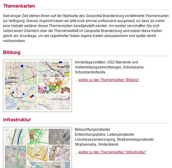 3. Bausteine, Recherchemöglichkeiten und Themenvielfalt 10 / 44 Recherchemöglichkeiten im Geoportal Brandenburg