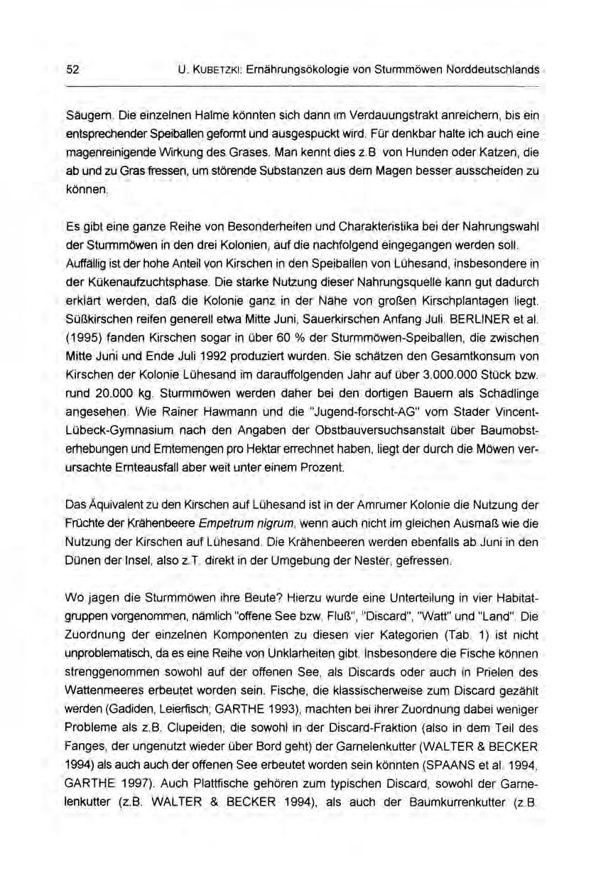 52 U. KueETzKI: Ernährungsökologie von Sturmmöwen Norddeutschlands Säugern.