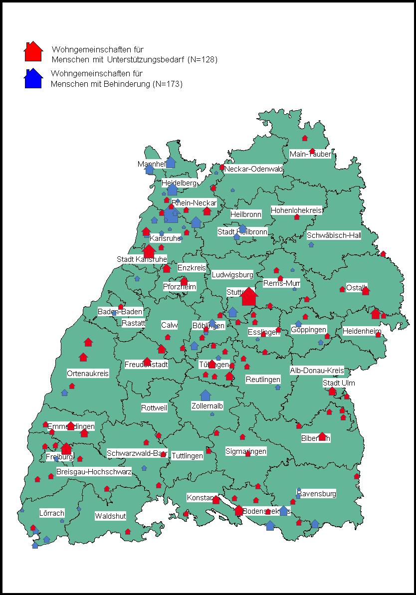 Abbildung 5: Regionale Verteilung der ambulant betreuten Wohngemein- schaften in