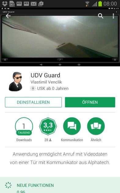 Konfigurieren der App für ios Suchen Sie im App Store nach der App UDV Guard und installieren Sie diese. Starten Sie nun die App.