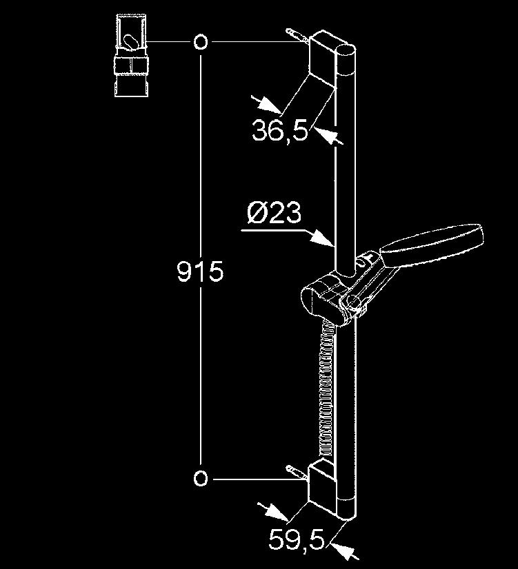 Brausegarnituren bestehend aus Wandstange 90 cm, Schlauch 160 cm und Handbrause,