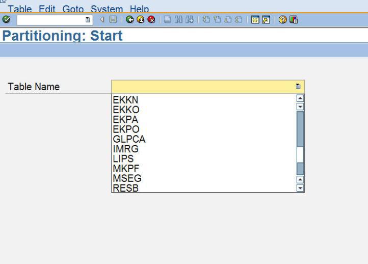 Beschreibung der SAP Partition Engine Teil 1 Der erste Teil ist ein ABAP Programm, das den Inhalt des Feldes, das die Dokumentnummer enthält, von der Tabelle analysiert und als Ergebnis die DDL