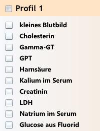 individuellen Praxisprofile Mikrobiologische Anforderungen Auftragsübersicht, Anforderungskatalog, Ihre Favoriten und Auftragsvorlagen Wechseln Sie in das Formular, in dem Sie eine Untersuchung