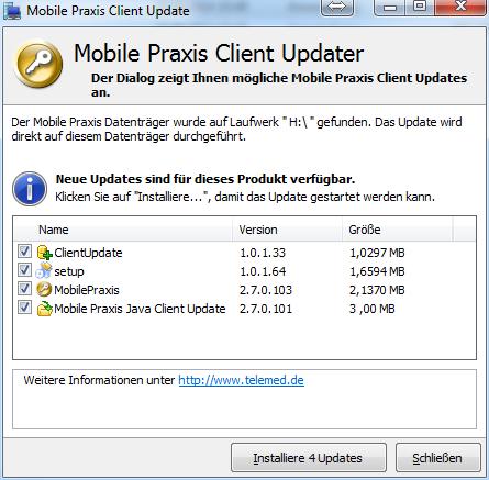 Mobile Praxis Center ACHTUNG: Sollten Sie nun die Information erhalten, dass sich die Software auf dem aktuellsten Stand befindet, so ist das Update abgeschlossen.