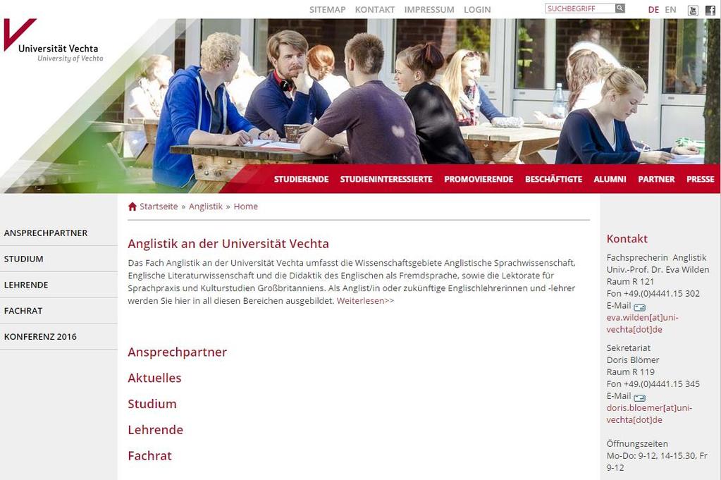 13. Oktober 2016 (3) 2. Anglistik-Homepage (1/2) www.uni-vechta.