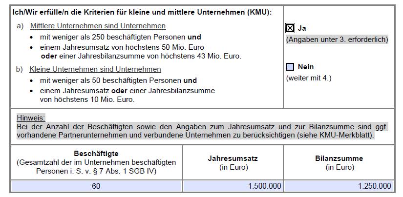 Weitere Informationen zur KMU-Definition erhalten Sie auf der Internetseite des Bundesamtes unter der Adresse www.bag.bund.de. zu Ziffer 4.