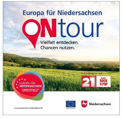 Fondsübergreifend Roadshow zur EU-Förderung Unter dem Motto Europa für Niedersachsen OnTour" präsentieren ML und STK in diesem Sommer gemeinsam ihren mobilen Messestand an verschiedenen