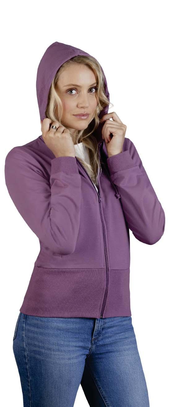 62-118-0 Lady-Fit Premium Hooded Sweat Jacket 70% Baumwolle / 30% Polyester XS, 280 g/m² Fruit of the Loom Verdeckter Reißverschluss für bessere Bedruckbarkeit Doppellagige Kapuze mit gleichfarbiger,