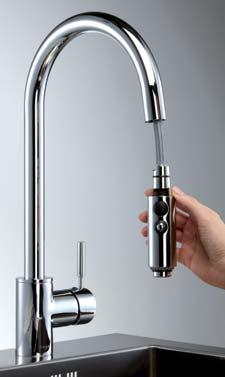 The single-lever sink mixer blends almost unobtrusively into your kitchen.