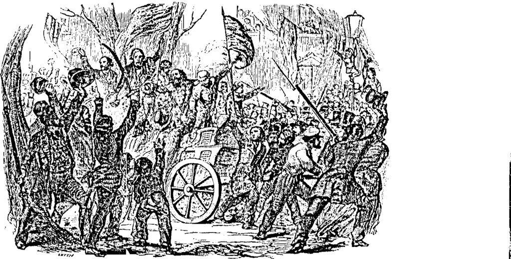 Triumphzug der aus dem Gefängnis Moabit befreiten polnischen Revolutionäre durch Berlin am 20. März 1848.