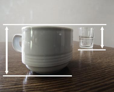 Abb. 2 3 Die Tasse wirkt aus nächster Nähe mit dem Weitwinkel fotografiert deutlich größer als das Glas im Hintergrund. Abb.