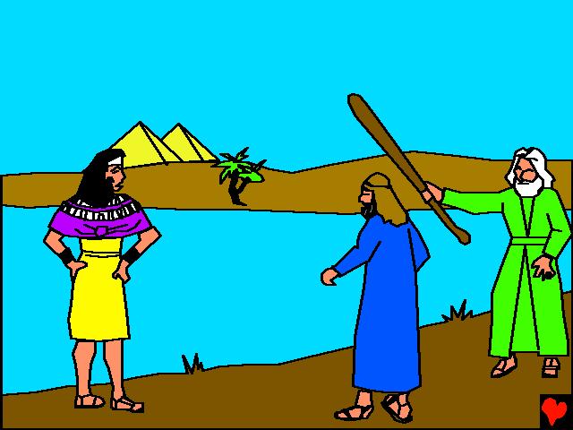 Am nächsten Morgen trafen Mose und Aaron den Pharao am Fluss.