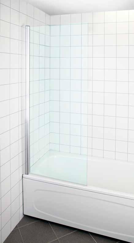 Bath Badewannenabtrennung 1-telig, Öffnungsmöglichkeit nach i nnen/außen. Profile, Türgriffe und Schaniere aus hochwertigem eloxiertem Aluminium. Sicherheitsglas 6 mm stark.