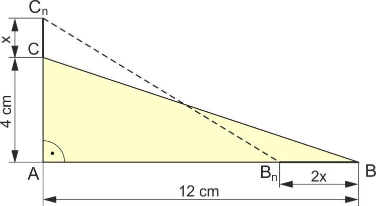 44. Die Basis c eines gleichschenkligen Dreiecks ist 14 cm lang, die Länge der Höhe h auf die Basis beträgt 4 cm.