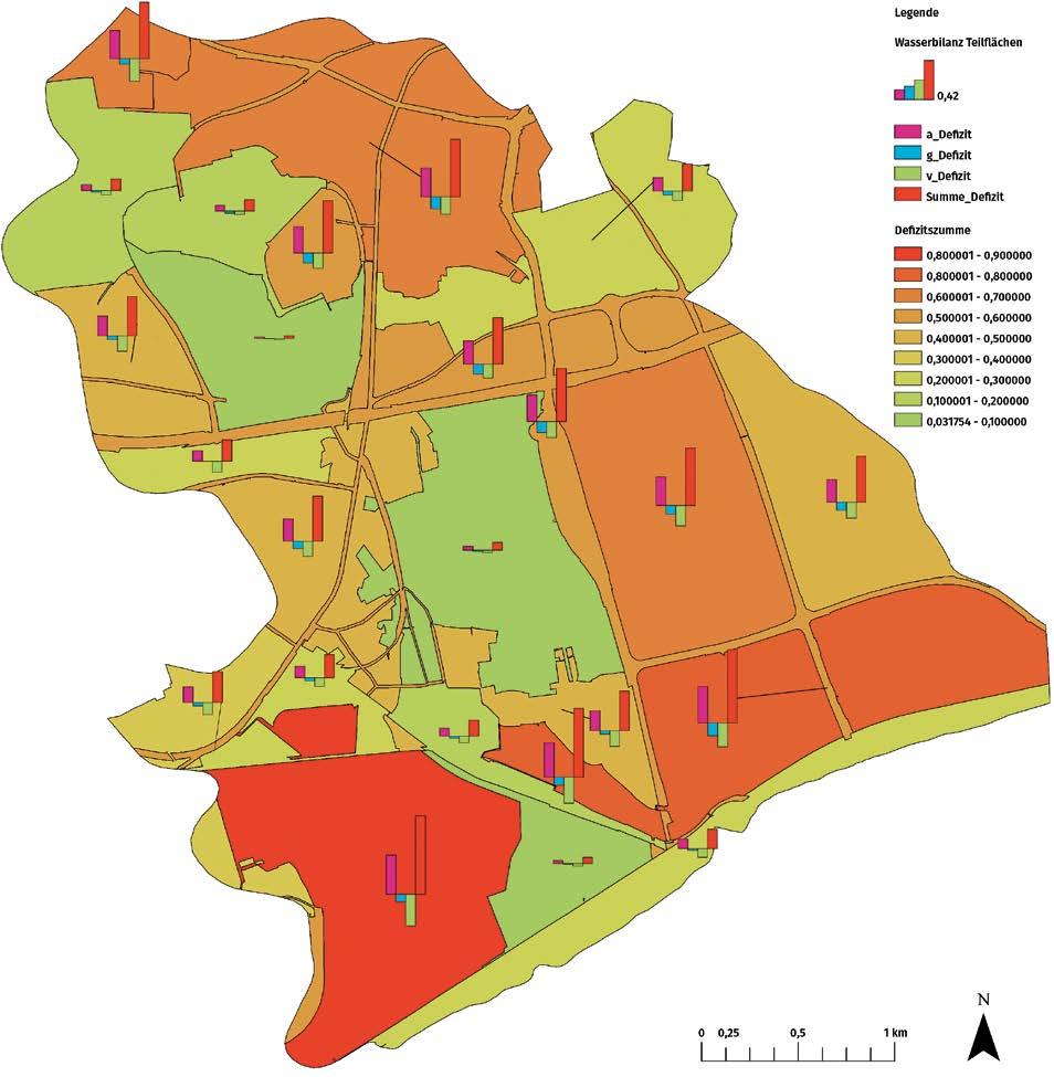 244 Abb. 2: Ergebniskarte der Defizitanalyse des urbanen Wasserhaushalts für das Projektgebiet.