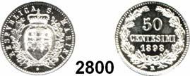 AUSLÄNDISCHE MÜNZEN & MEDAILLEN 203 San Marino 2800 50 Centesimi 1898 R. KM 3.
