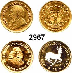 1/2 Pfund 1896; 1 Pfund 1893; 1 Rand 1980; 1 Rand 1971 (Springbock versilbert) und 2 Rand 1973. Fb.