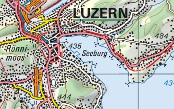 Abb. 2 Situierung Stadt Luzern um das Luzerner Seebecken 1.1 Standortqualitäten Stadt Luzern Zentrale Lage innerhalb der Schweiz Alle Güter des täglichen Bedarfs sind in Luzern erhältlich 45 Min.