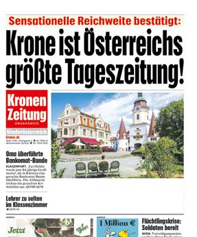 Top-Argumente für Ihre Werbung in der Niederösterreich Krone 1 Die Nr. 1 unter den Tageszeitungen Mit einer verkauften Auflage von 149.894 Exemplaren und 434.