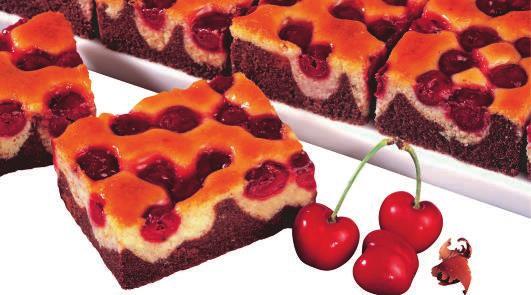 Blechkuchen 21 150032 Rhabarber-Stachelbeer-Kuchen Rührteig gefüllt mit Puddingtropfen, belegt mit Rhabarber und