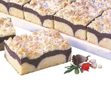 2350g 1504 Walnuss-Crunch-Schnitte Auf einem Rührteig-Crunch-Boden befindet sich eine zarte Vanille- und